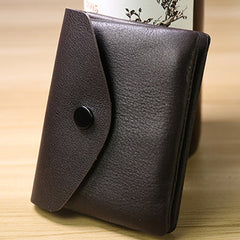 Cute Women Black Leather Mini Billfold Wallet Handmade Coin Wallets Slim Change Wallets For Women