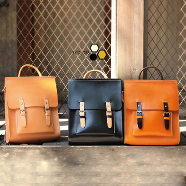 Best Handmade Black Leather Womens Backpack Tan Womens Satchel School Backpack