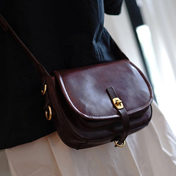 Vintage Coffee Womens Shoulder Bag Crossbody Saddle Bag Crossbody Purse for Ladies