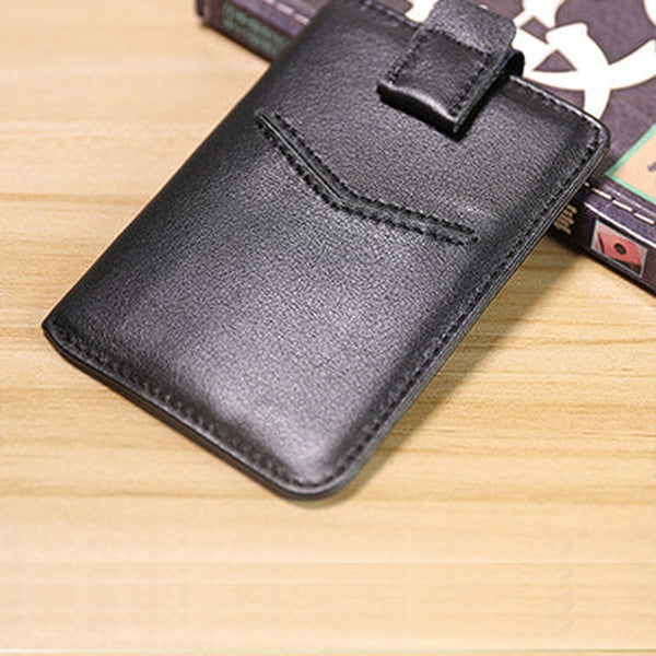Slim Womens Black Leather Card Holder Wallet Vertical RFID Minimalist Card Holders Wallet for Ladies