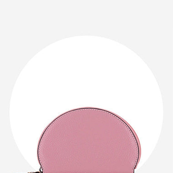Cute Women Pink Leather Slim Zipper Wallet Small Card Holder Round Change Coin Wallet For Women