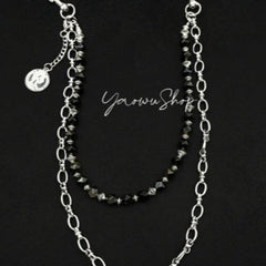 Beaded Wallet Chain Womens Black Stone Wallet Chain Double Jean Chain