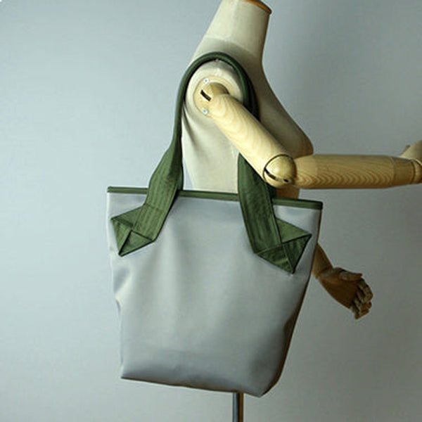 Womens Light Gray Nylon Shoulder Tote Bags Best Light Gray Nylon Tote Handbag Shopper Bags Purse for Ladies