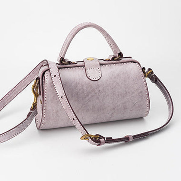 Handmade Womens Purple Leather Doctor Handbag Purse Small Side Bag Doctor Bags for Women