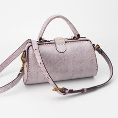 Handmade Womens Purple Leather Doctor Handbag Purse Small Side Bag Doctor Bags for Women