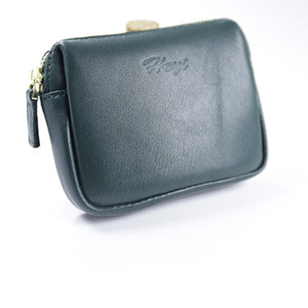 Cute Women Green Leather Mini Zip Billfold Wallet Coin Wallet Small Zip Change Wallets For Women