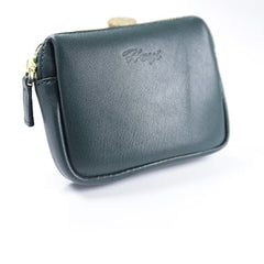 Cute Women Green Leather Mini Zip Billfold Wallet Coin Wallet Small Zip Change Wallets For Women