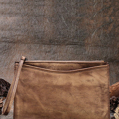 Handmade Womens Tan Leather Large Wristlet Wallet Slim Zip Clutch Purse Ladies Zipper Clutch Wallets for Women