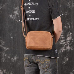 Cool Brown Leather Men's Small Shoulder Bag Messenger Bag Side Bag For Men