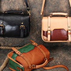 Handmade Small Leather Womens Satchel Shoulder Bag School Handbag Crossbody Purses for Ladies