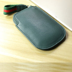 Cute Women Slim Green Leather Mini Zip Coin Wallet Small Zip Change Wallet For Women