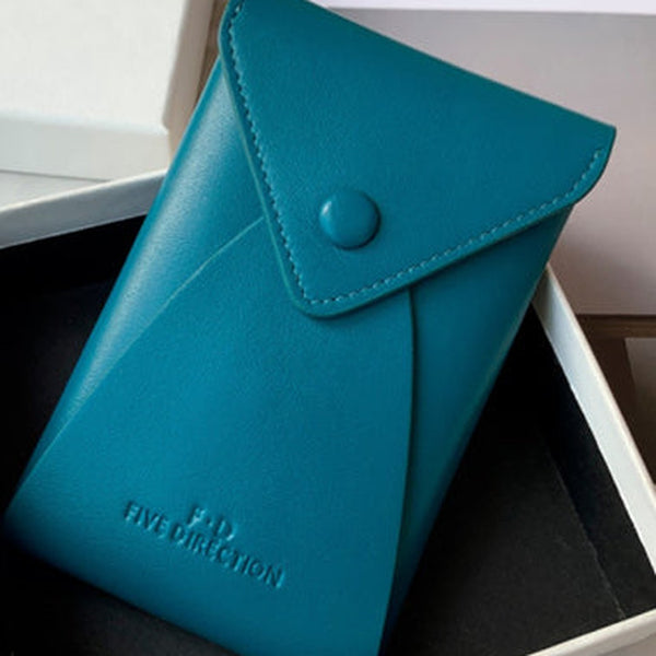 Cute Women Blue Leather Slim Key Wallet Keychain with Wallet Coin Change Wallet For Women