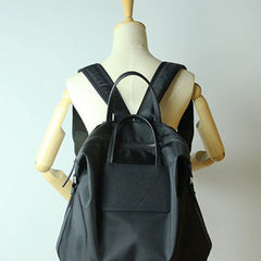 Womens Black Nylon Backpack Purse Best Satchel Backpack Nylon Leather School Rucksack for Ladies