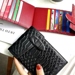 Cute Womens Snake Pattern Black Leather Card Wallets Card Clutch Card Holder Wallet for Women