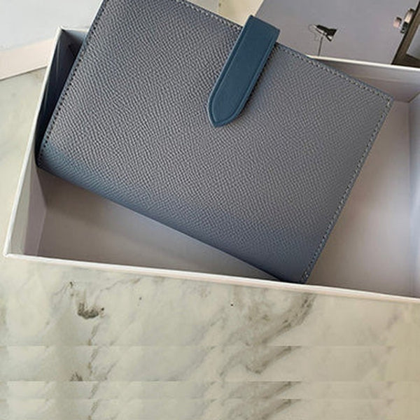 Minimalist Women Gray Vegan Leather Slim Card Wallet Billfold Passport Wallet Slim Travel Wallet For Women
