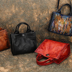 Best Leather Womens Small Handbag Vintage Sqaure Crossbody Purse for Ladies