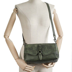 Womens Green Leather Vintage Handmade Shoulder Bag Best Crossbody Purses for Ladies