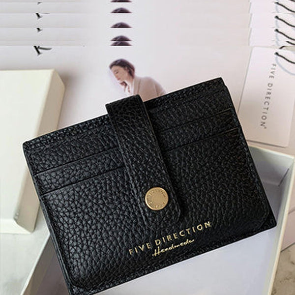 Cute Women Black Leather Small Card Holders Card Wallet Slim Card Holder Credit Card Holder For Women
