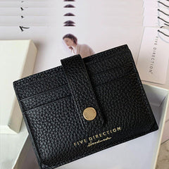 Cute Women Black Leather Small Card Holders Card Wallet Slim Card Holder Credit Card Holder For Women