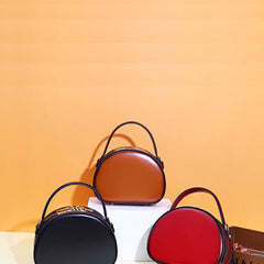 Cute Womens Leather Handbag Half Round Crossbody Purse Round Shoulder Bags for Women
