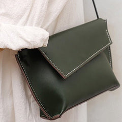 Cute LEATHER Small Side Bag Green Handmade WOMEN Crossbody BAG Phone Purse FOR WOMEN