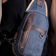 Navy Canvas Sling Backpack Men's Sling Bag Khaki Chest Bag Canvas One shoulder Backpack For Men