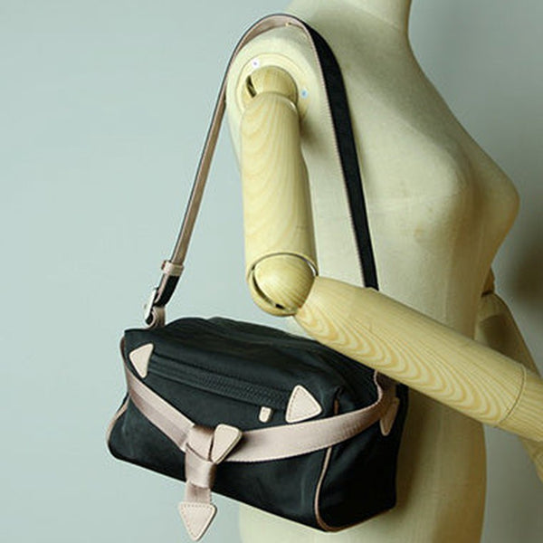 Small Womens Black&Pink NYLON Shoulder Bag Purse Cute NYLON Crossbody Purse for Ladies