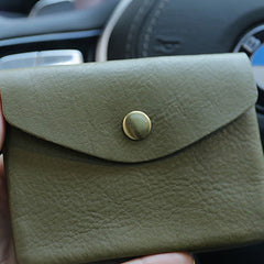 Mini Womens Green Leather Billfold Wallet Small Wallet with Coin Pocket Envelope Wallet for Ladies