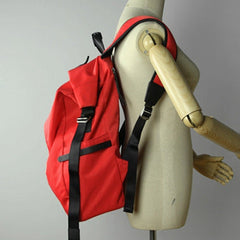 Womens Nylon Large Backpack Purse Red Nylon Travel Backpack School Rucksack for Ladies