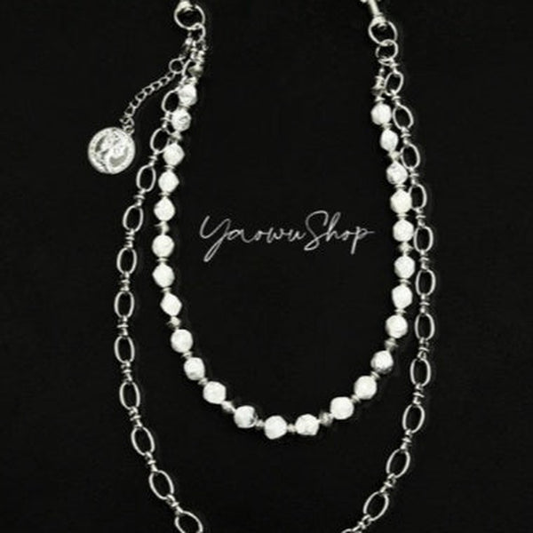 White Turquoise Beaded Wallet Chain Beaded Pants Chain Double Jean Chain