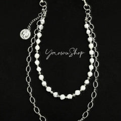 White Turquoise Beaded Wallet Chain Beaded Pants Chain Double Jean Chain