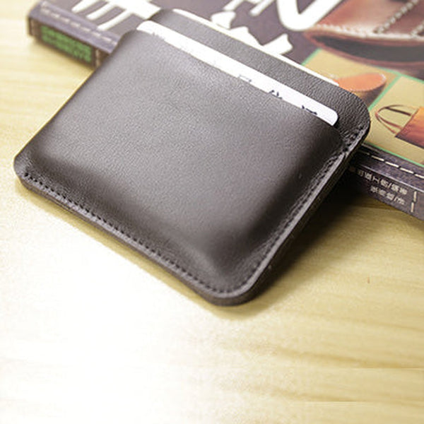 Vintage Womens Black Leather Slim Card Holder Wallet Minimalist Card Holders Wallet for Ladies
