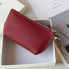 Cute Women Red Leather Small Change Wallet Keychain with Wallet Zipper Coin Wallet For Women