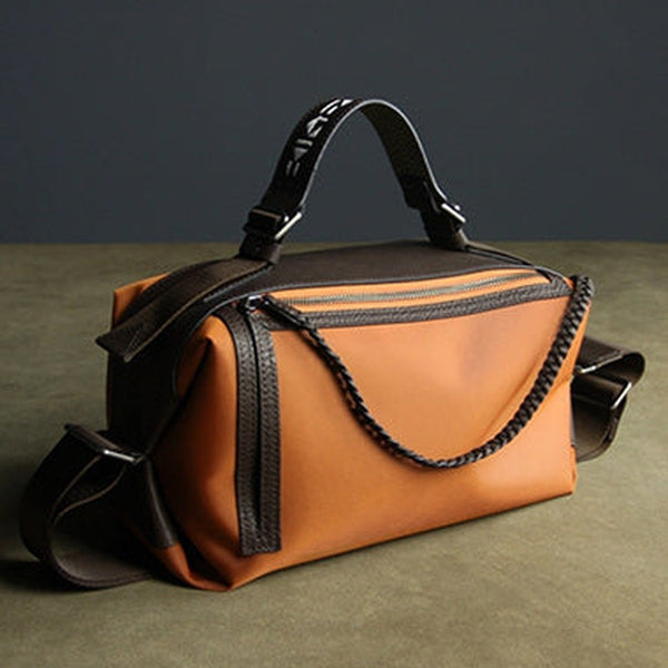Cute Womens Orange NYLON Handbag Purse Cube NYLON Shoulder Bag Crossbody Purse for Ladies