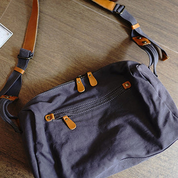 Large Gray Canvas Boston Shoulder Bag Women Travel Canvas Crossbody Bag for Women