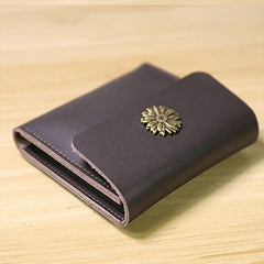 Cute Women Coffee Leather Slim Card Wallet Sunflower Coin Wallets Mini Change Wallets For Women