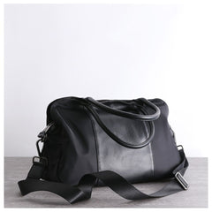 Black Womens Nylon Leather Shopper Bag Totes Womens Black Nylon Shoulder Shopper Purse Nylon Handbag Purse for Ladies