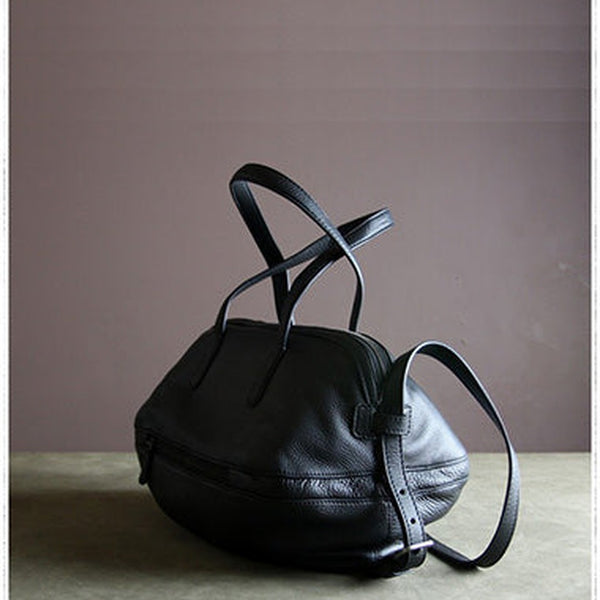 Womens Leather Barrel Shoulder Purse Womens Black Bucket Leather Handbag Shoulder Bag for Ladies
