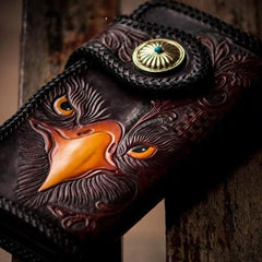 Tooled Leather Wallet Eagle Biker Chain Wallets Cool Leather Wallet With Chain Wallet for Men