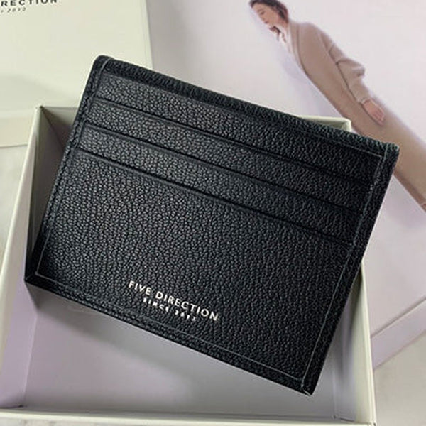 Minimalist Women Black Leather Slim Card Holders Small Card Wallet Cute Card Holder Credit Card Holder For Women