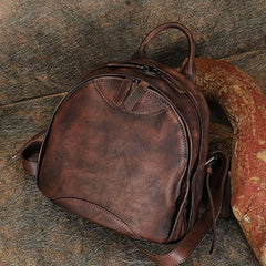 Best Coffee Leather Rucksack Womens Vintage Small School Backpacks Leather Backpack Purse