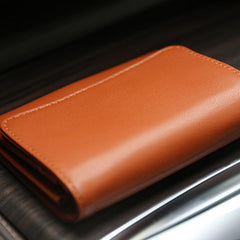 Minimalist Womens Brown Leather Billfold Wallet Small Wallet with Coin Pocket Slim Wallet for Ladies