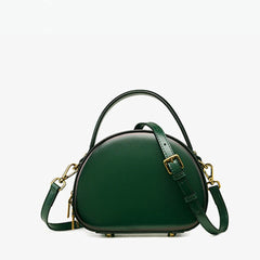 Cute Womens Green Leather Half Round Crossbody Purse Handbag Round Green Shoulder Bag for Women