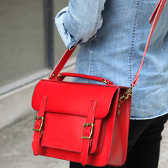 Handmade Womens Red Leather Satchel Shoulder Bag Cambridge Structured Satchel Handbag Purse for Men