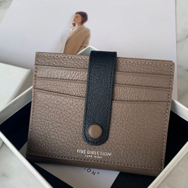 Minimalist Women Coffee SheepSkin Slim Card Holder Card Wallets Slim Card Holders Credit Card Holder For Women