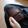 Cute Black Leather Womens Slim Small Wallet Classic Billfold Wallet With Buckle For Women