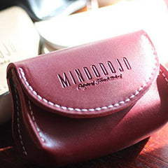 Cute Red Leather Coin Wallet Card Holder Handmade Women Makeup Pouch For Women