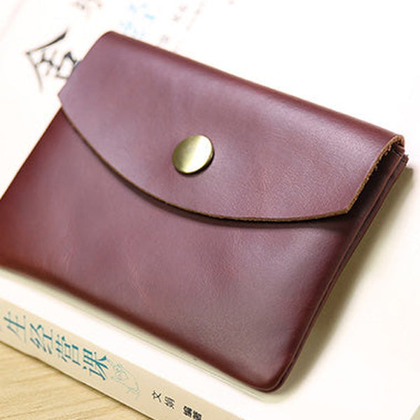 Cute Women Red Brown Leather Mini Card Wallet Coin Wallets Slim Change Wallets For Women