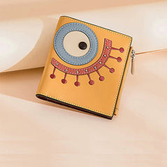 Cutest Women Yellow Leather Card Holder Shining Eye Card Wallet Billfold Card Holder Credit Card Holder For Women