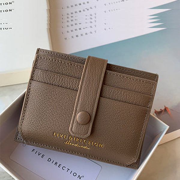 Cute Women Coffee Leather Card Holder Slim Card Wallet Coffee Small Card Holder Credit Card Holder For Women